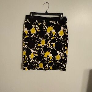 Margaret M Black and Yellow Mini Pencil Skirt